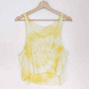 Yellow Cropped Tie Dye Tank Top